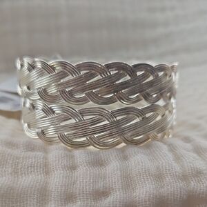 Silver Braided Wire Cuff Bracelet - Women